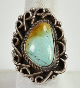 Native American Sterling Silver Royston Turquoise Nugget Ring
