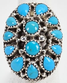 Navajo, Nora Tsosie, High Grade Sleeping Beauty Turquoise Cabochon Ring