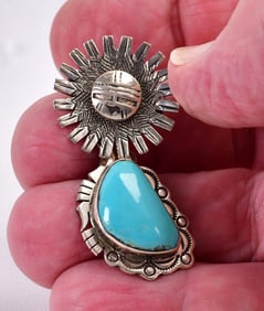 Nelson Morgan Sterling Silver Kingman Turquoise Articulating Pin/Pendant