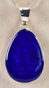 Native American Sterling Silver Teardrop Lapis Pendant