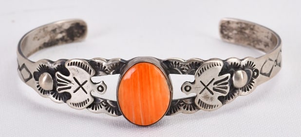 Lorenzo James Sterling Spiny Oyster Cuff w/Thunderbird Accents