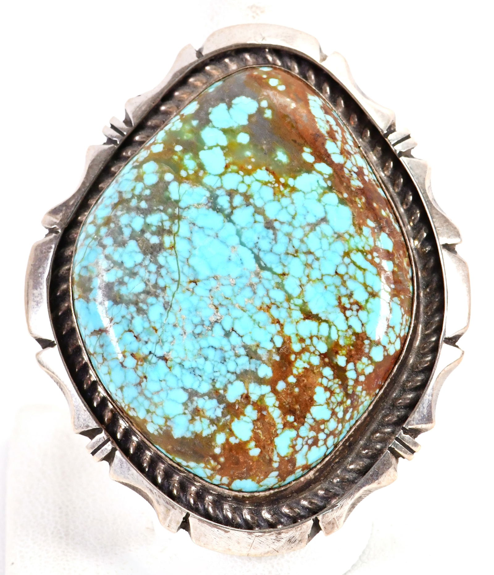 Eddie Secatero Sterling Silver Large Number 8 Turquoise Ring (1 of 4)