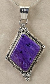 Native American Sterling Silver Charoite Pendant