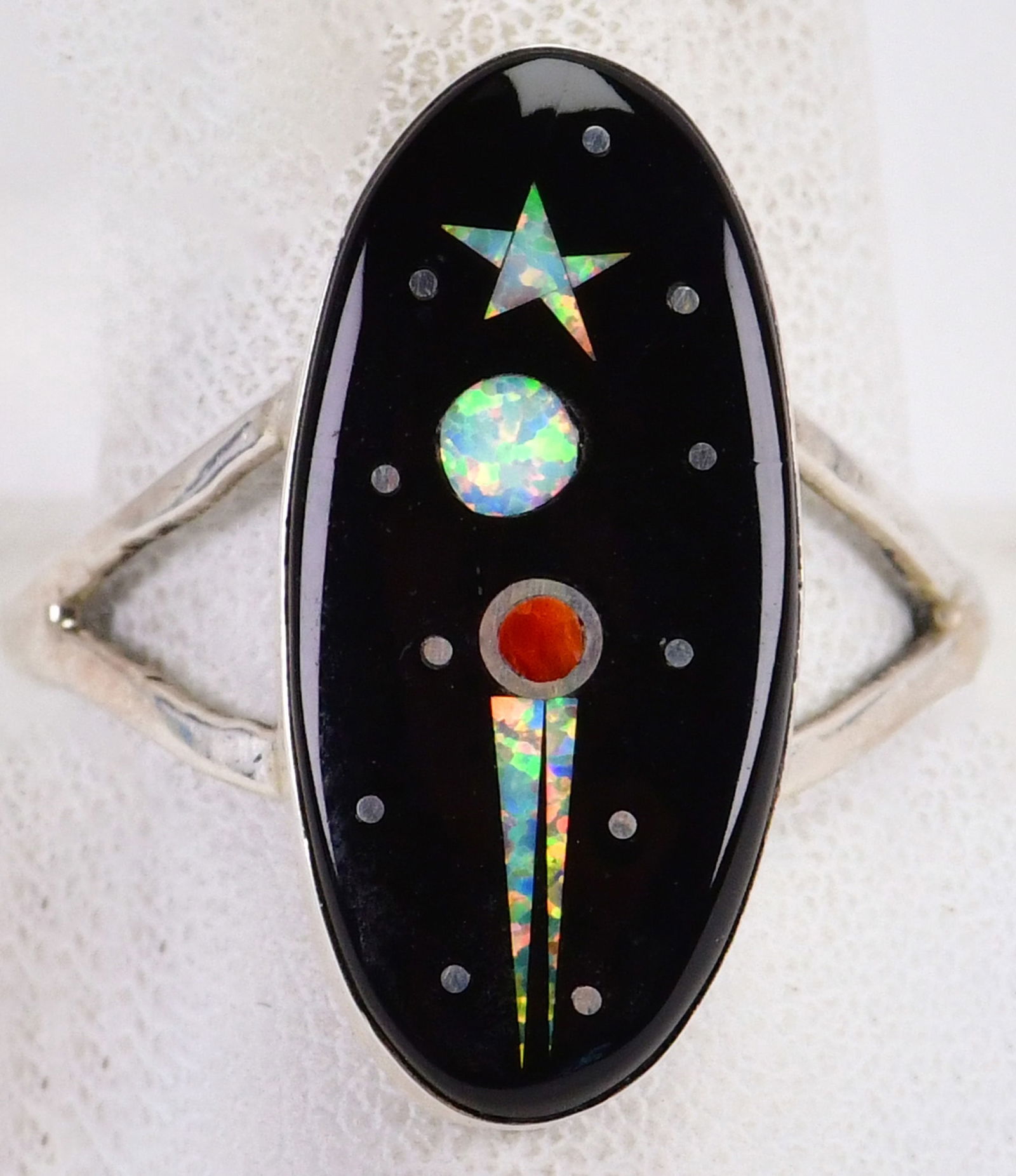 Matthew Jack Sterling Silver Inlay Shooting Comet Multi-Stone Ring (1 of 4)