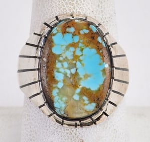 Ray Jack Sterling Silver Number 8 Turquoise Men's Ring
