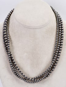 Native American 3 Strand Bench Bead Necklace - 18" Long