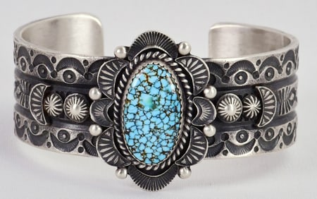 Kevin Billah Amazing Water Web Turquoise Sterling Cuff Bracelet