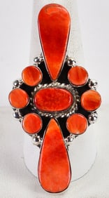 Leda Nastacio Sterling Silver Spiny Oyster Long Ring
