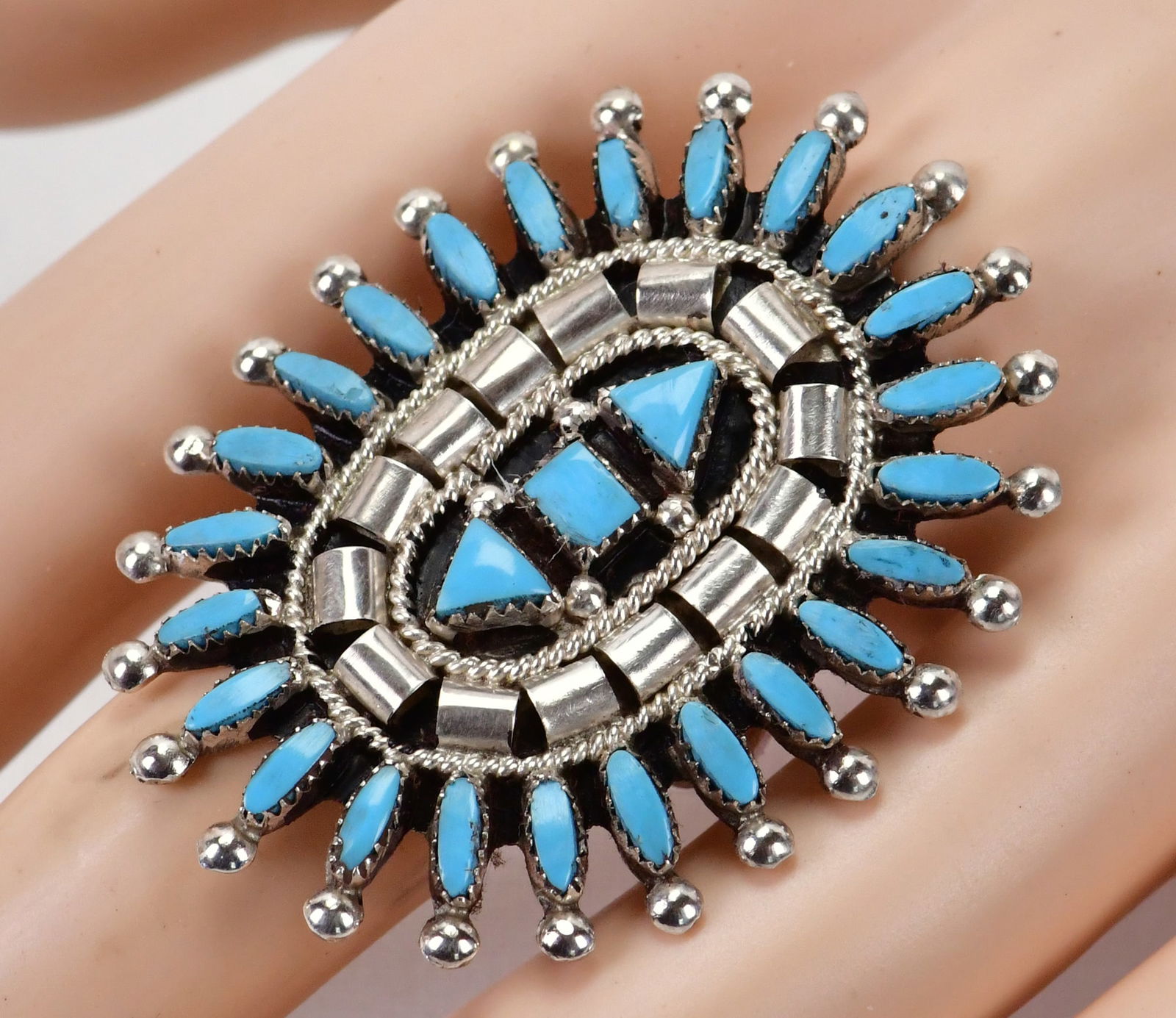 Zuni, Sleeping Beauty Turquoise Petit-Point Cluster Ring (1 of 3)