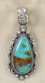 Bennie Ramone Sterling Silver Kingman Turquoise Pendant