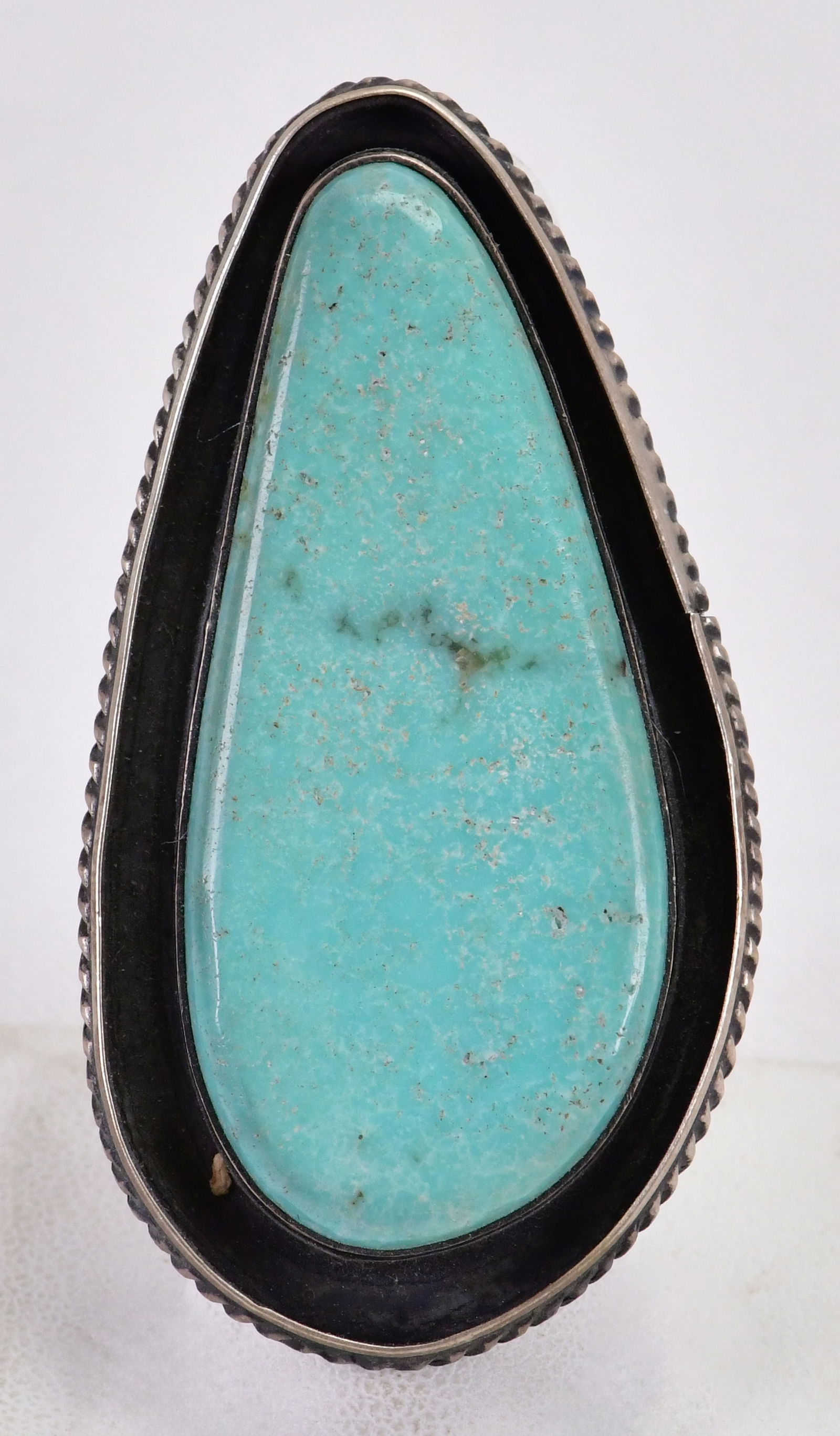 Native American Sterling Nevada Turquoise Shadowbox Large Ring (1 of 4)