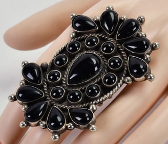 Devin Brown, Navajo, Sterling Silver Black Onyx Statement Ring