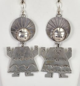 Native American Sterling Silver Corn Maiden Earrings