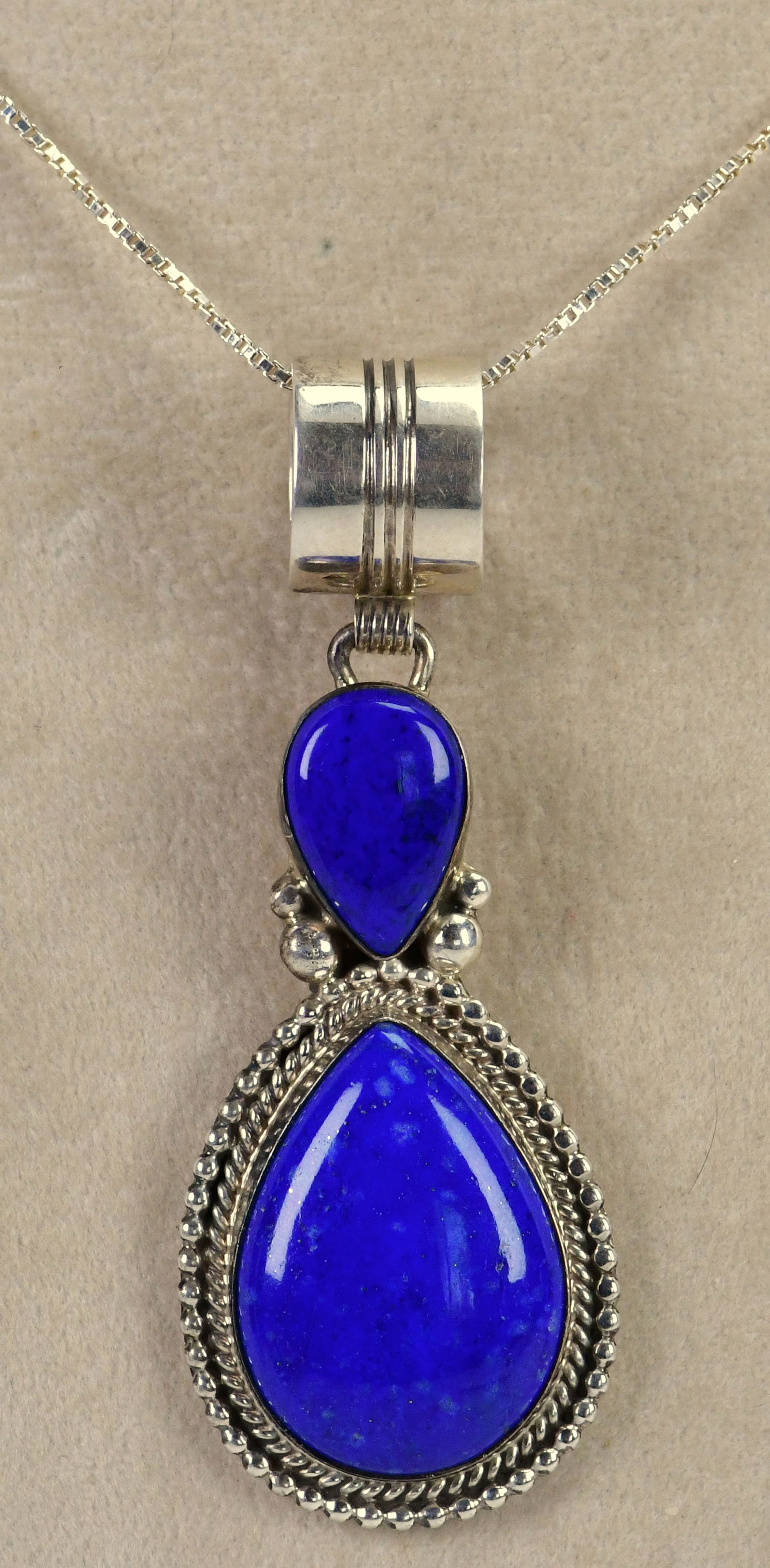 Native American Sterling Silver Teardrop Lapis Pendant (1 of 3)