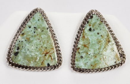 Native American Sterling Silver Appaloosa Turquoise Earrings