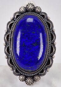 Bennie Ramone, Navajo, Sterling Silver Large Lapis Ring
