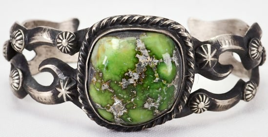 Chimney Butte Sterling Sonoran Gold Turquoise Sand Cast Bracelet