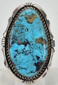 Eddie Secatero Sterling Silver Large Red Mountain Turquoise Ring
