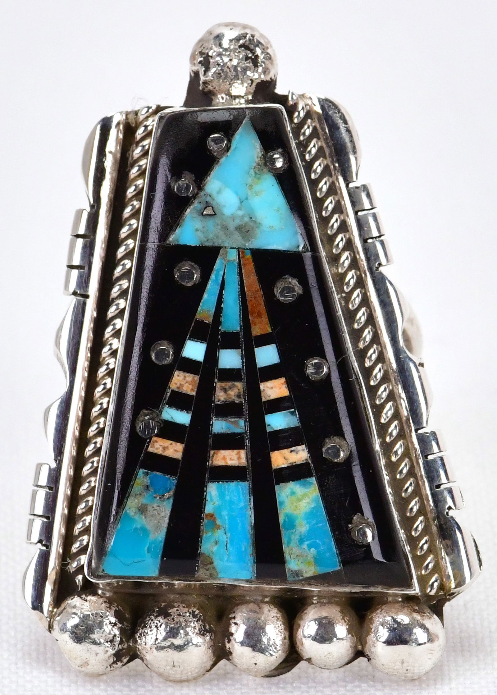 Ray Jack Sterling Silver Multi-Stone Inlay Arrow Ring (1 of 5)