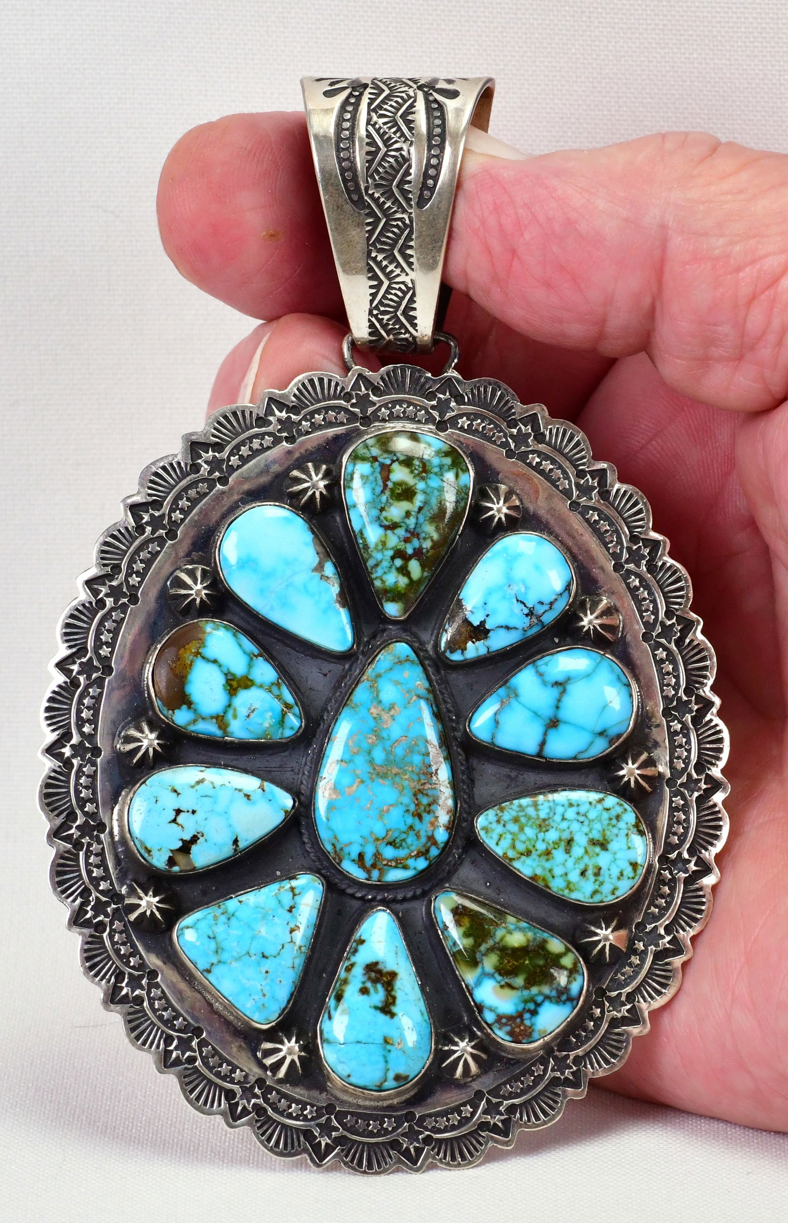 Massive Sterling Silver Royston Turquoise Pendant by Sunshine Reeves (1 of 5)