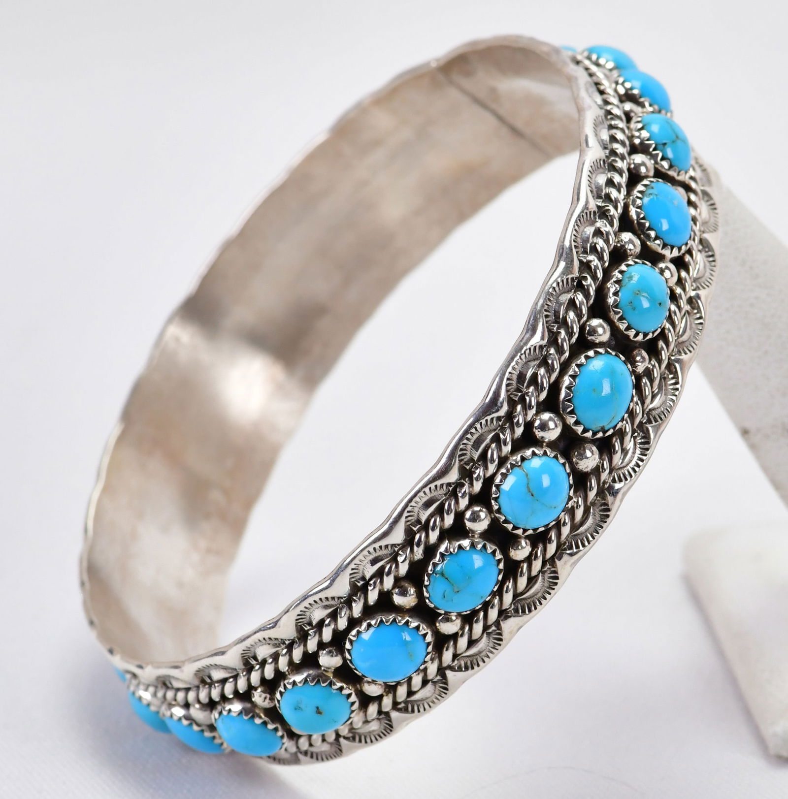 G. Charley, Sterling Silver Sleeping Beauty Turquoise Large Bangle Bracelet (1 of 5)