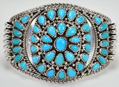 Amazing Sleeping Beauty Turquoise Dome Cabochon Cuff by Nora Tsosie