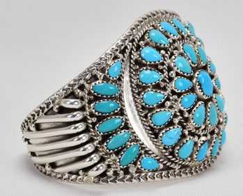 Amazing Sleeping Beauty Turquoise Dome Cabochon Cuff by Nora Tsosie