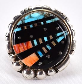 Ray Jack Sterling Silver Multi-Stone Inlay Ring - Size 10.5