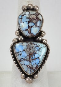 Navajo Sterling Silver Golden Hills Turquoise Ring Size 8