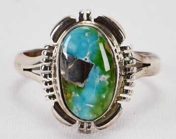 Native American Sterling Silver Royston Turquoise Ring - Size 10