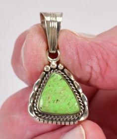 Native American Sterling Silver Gaspeite Pendant
