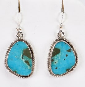 B. Begay Sterling Silver Kingman Turquoise Earrings
