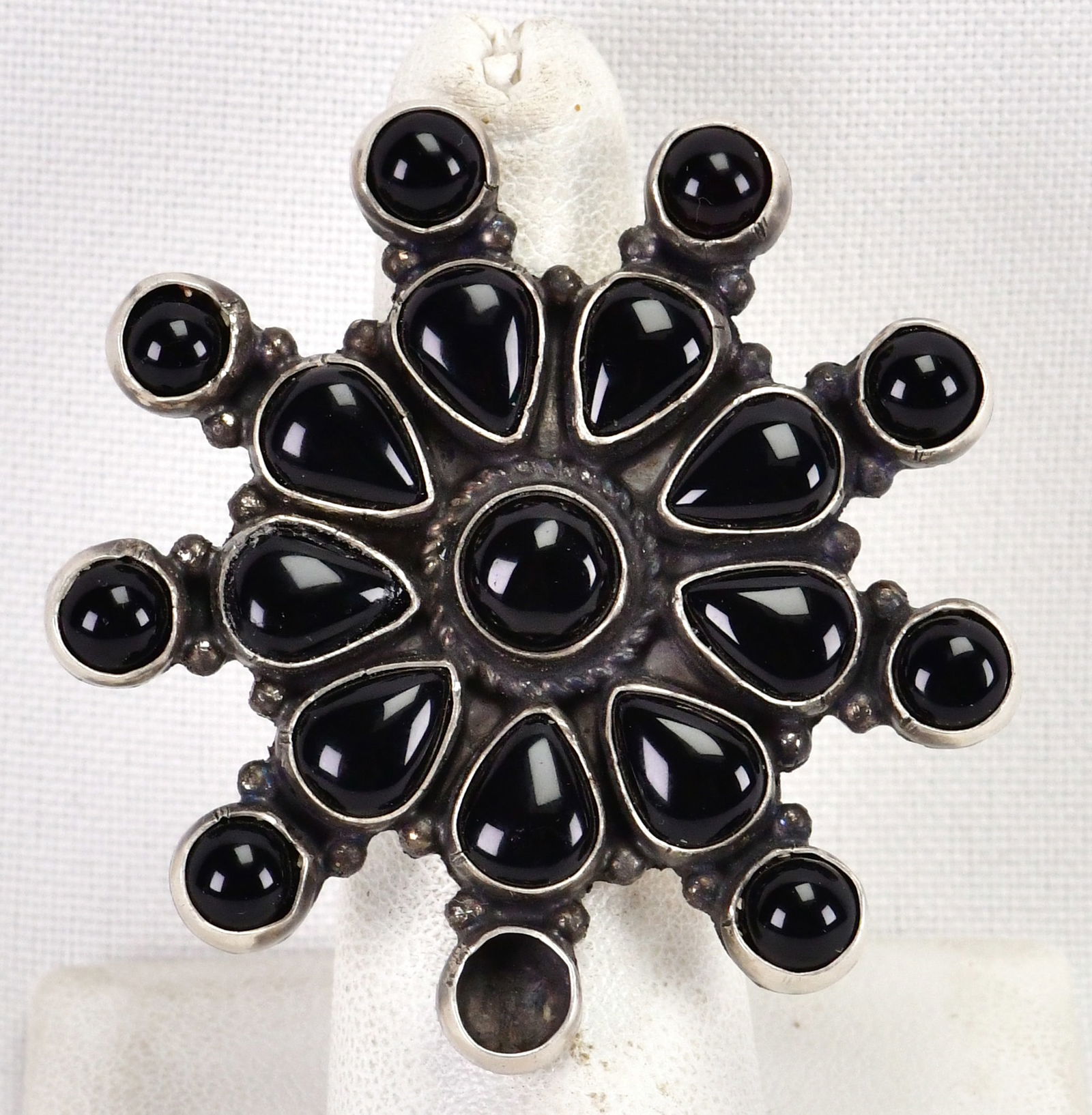 Delvin Brown Sterling Silver Black Onyx Starburst Ring - Size 8.5 (1 of 4)