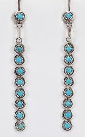 Falencia Yazzie Sleeping Beauty Turquoise Dangle Earrings