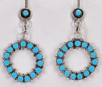 Marlon Quam Sterling Silver Sleeping Beauty Turquoise Earrings