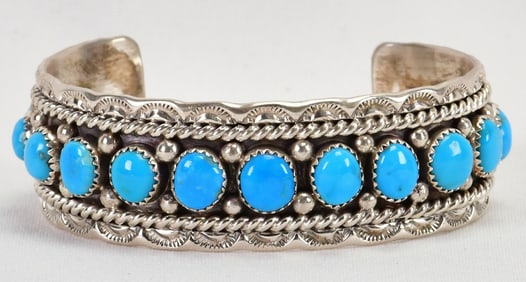Chris Charley Sterling Silver Sleeping Beauty Turquoise Bracelet