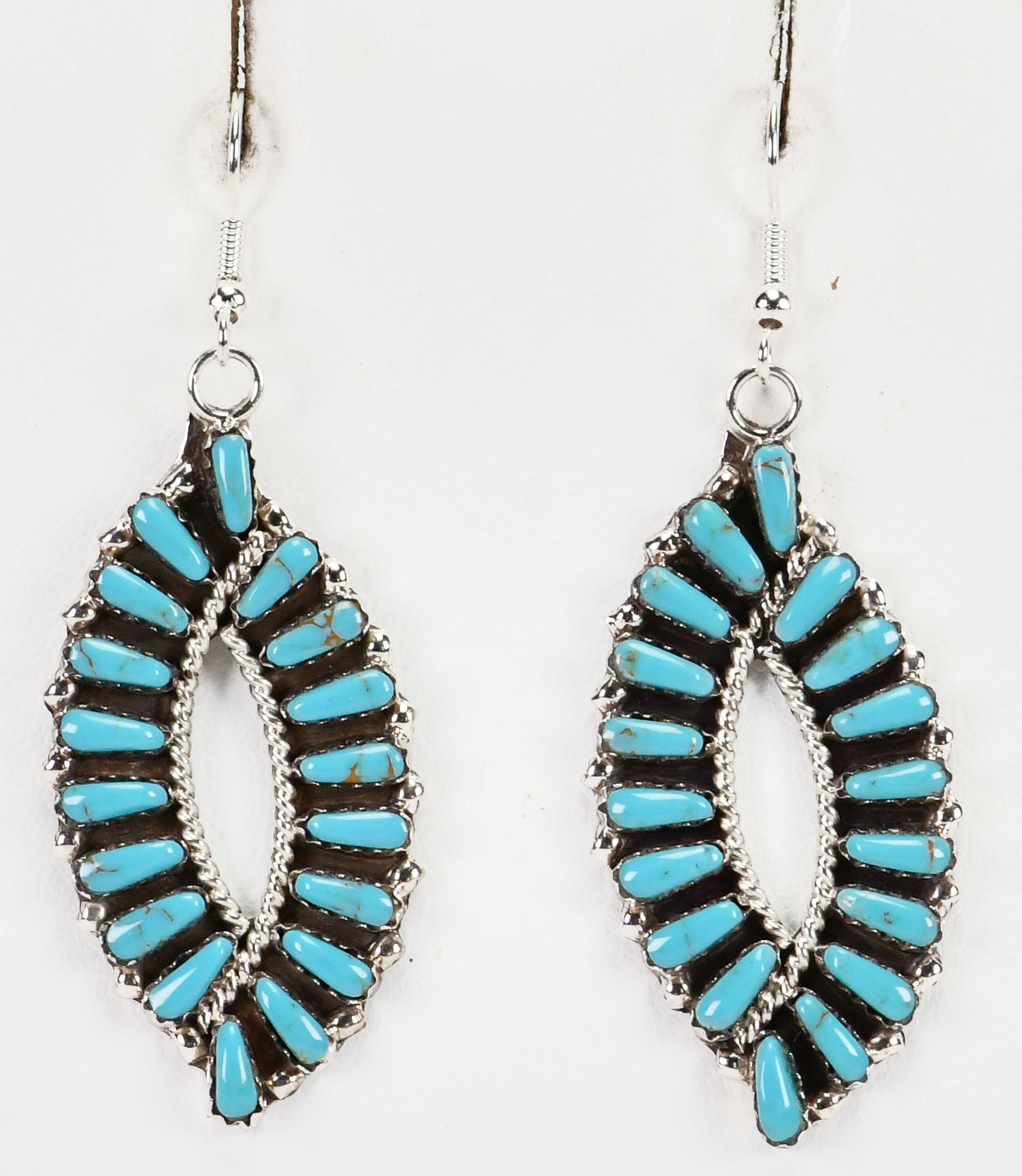 Tina Ben Sterling Silver Block Turquoise Petit-Point Dangle Earrings (1 of 4)
