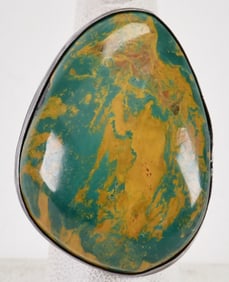 Vintage Large Dome Bumble Bee Jasper Ring - Unique Green & Yellow Color-Size 7