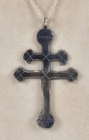 Native American Sterling Silver Isleta Cross Pendant