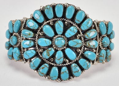 Juliana Williams Sterling Silver Block Turquoise Cluster Bracelet