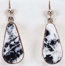 Anita Whitegoat Sterling Silver White Buffalo Turquoise Earrings