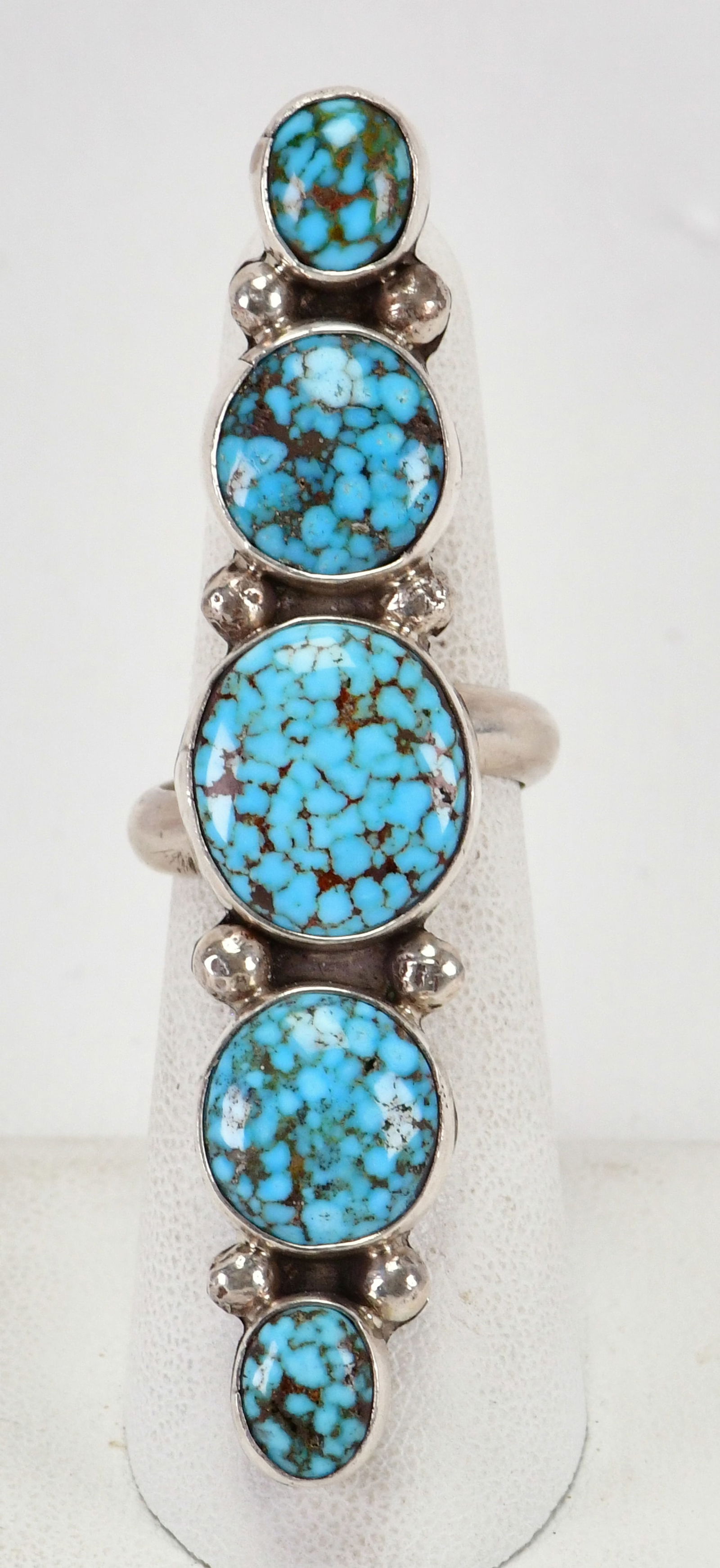 Joelias Draper Sterling Silver Water Web Turquoise 5 Stone Ring - Size 6.5 Adjustabl (1 of 5)