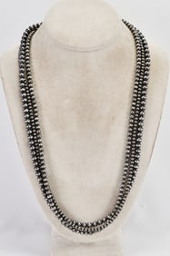 Native American 3 Strand Bench Bead Necklace - 24" Long