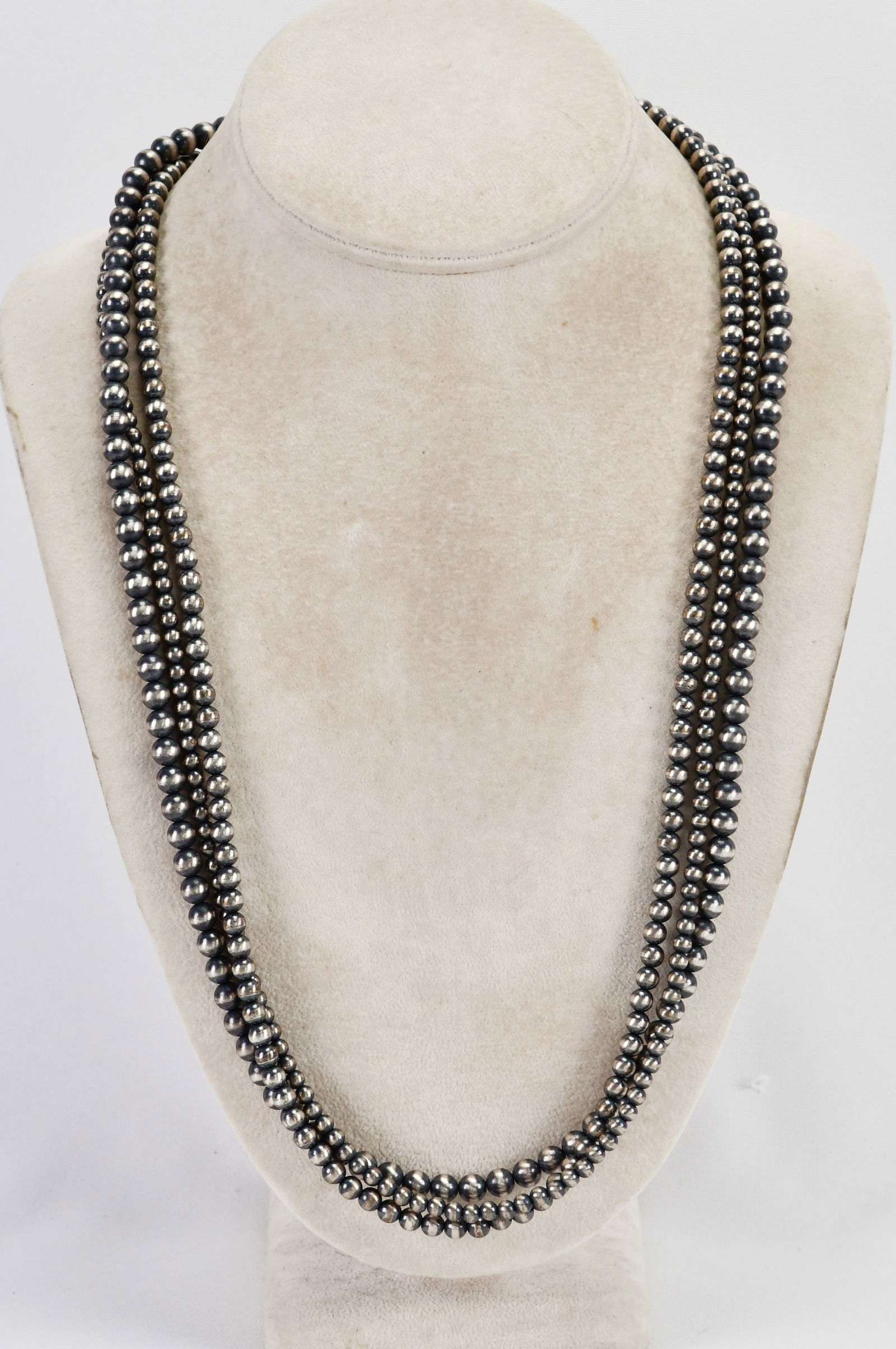 Native American 3 Strand Bench Bead Necklace - 24" Long (1 of 4)