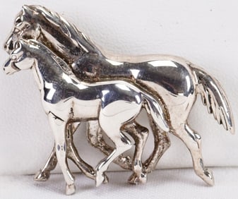 Native American Sterling Silver Horse & Colt Pin