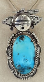 Bennie Ration Sterling Silver Blue Moon Turquoise Pendant