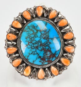 Geraldine James Sterling Large Red Mountain & Spiny Oyster Ring - Size 8