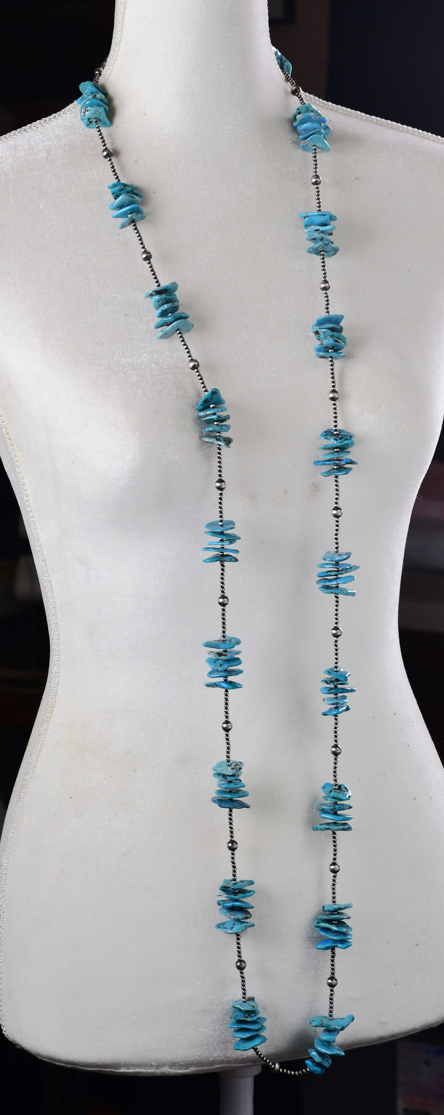 Lucinda Sardo Sterling Kingman Turquoise & Bead Necklace - 60" (1 of 3)