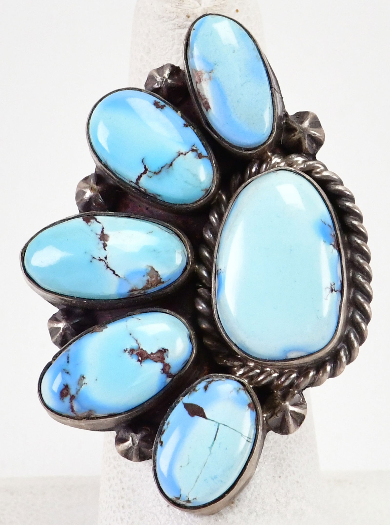 P. Johnson Sterling Silver Golden Hills Turquoise Ring - Size 7.5 (1 of 5)