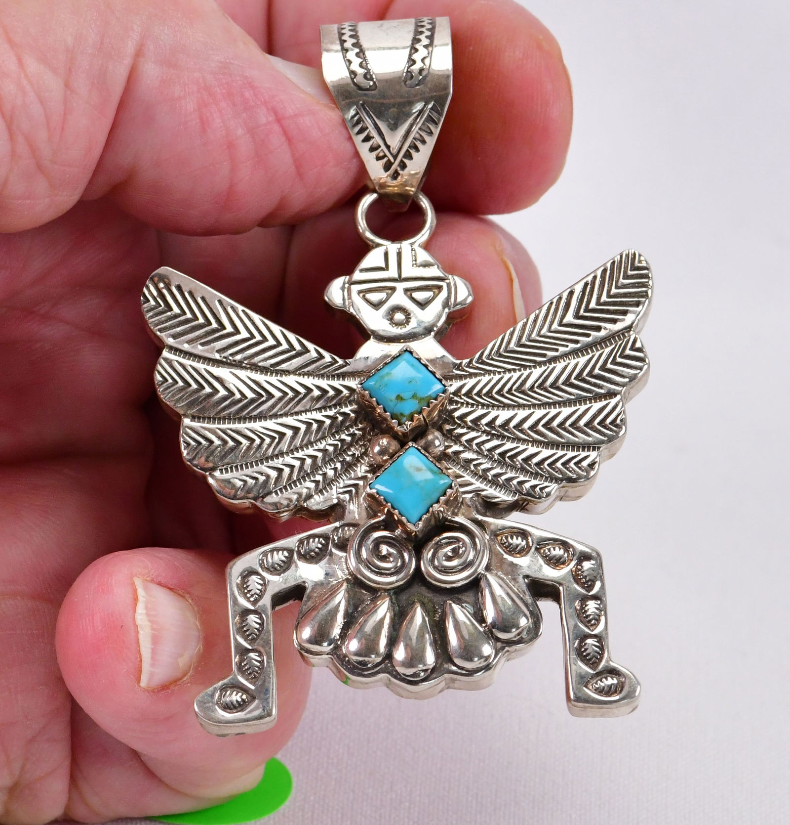 A. Marion Sterling Silver Rain Dancer Pendant w/Turquoise (1 of 3)